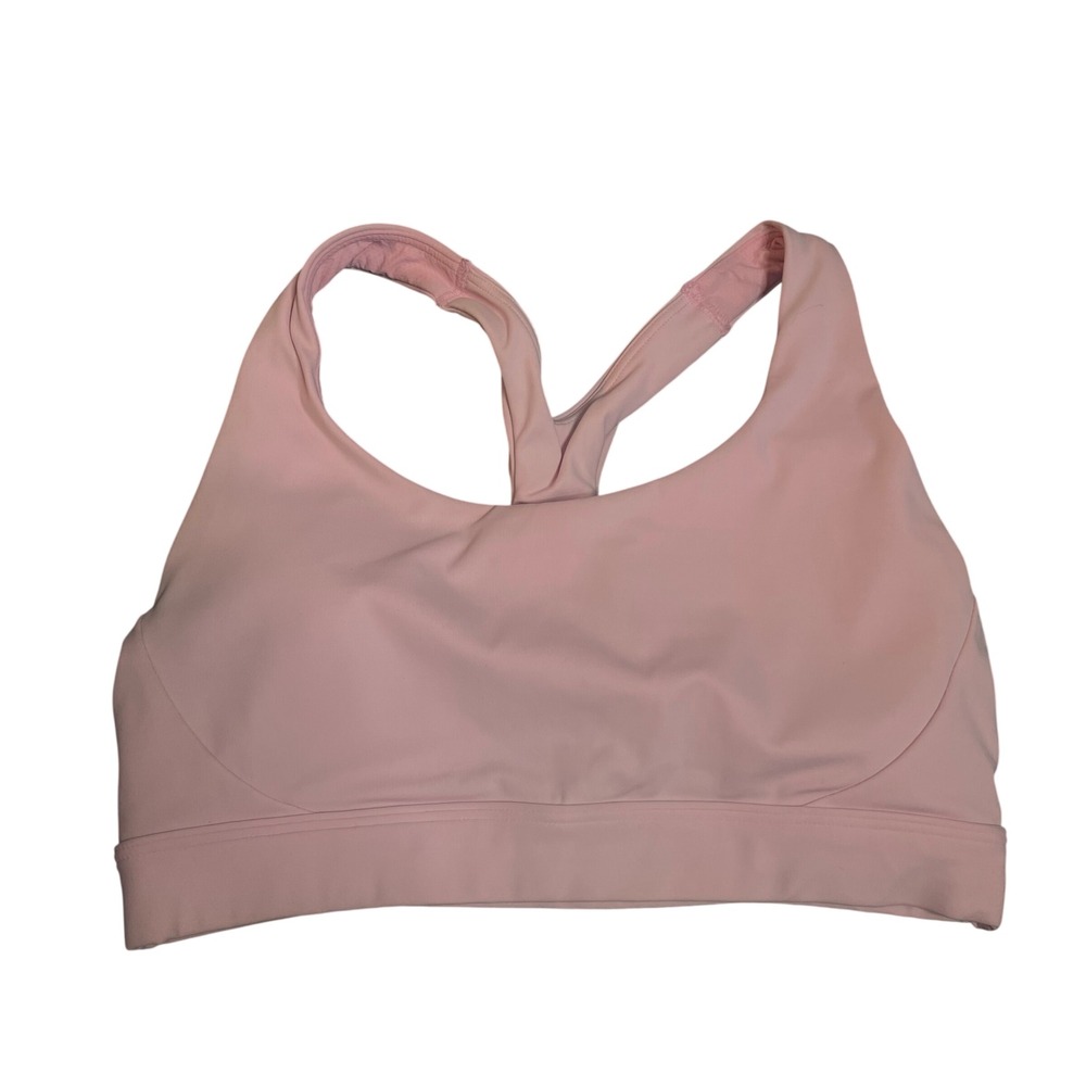 Athleta Pink Racerback Sports Bra Medium Impact Keyhole Back Womens Workout Top